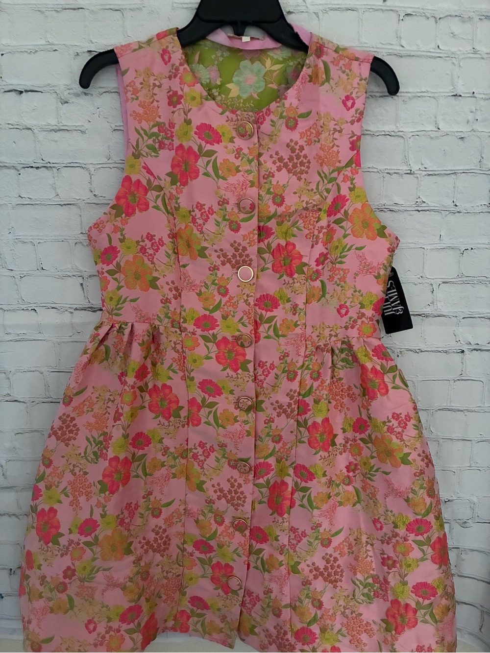 Pink Floral Button-Front Dress